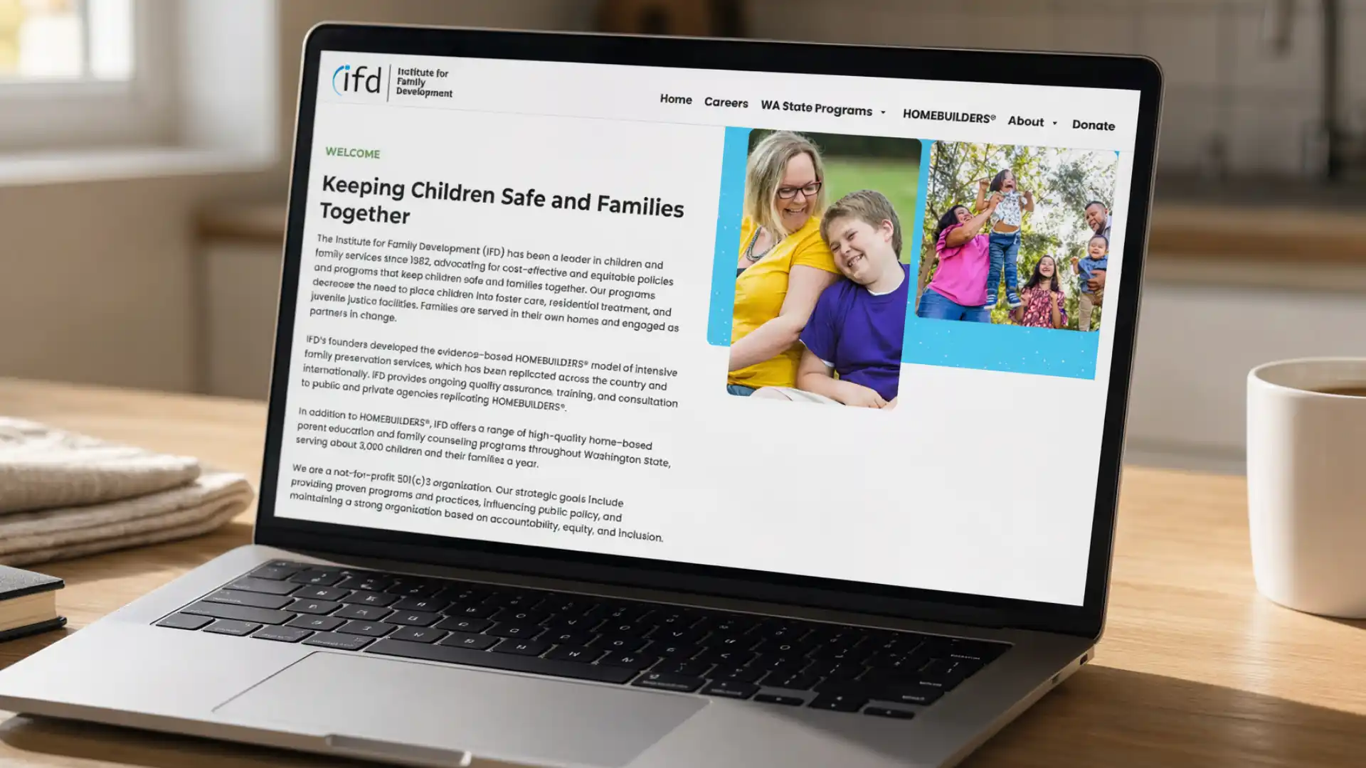 Institute for Family Development website homepage