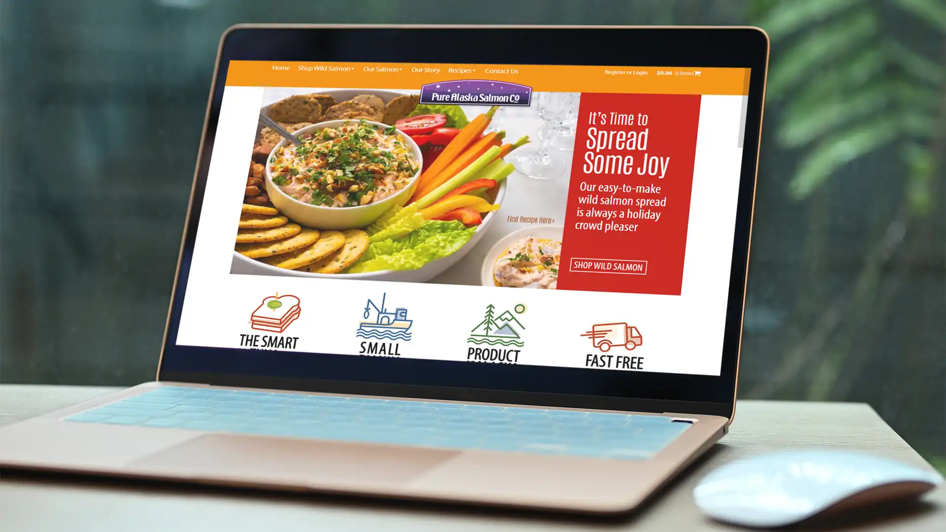 Pure Alaska Salmon Co. website on a laptop