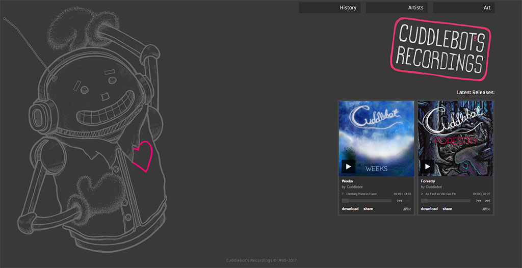 Cuddlebot's Recordings Home Page Screenshot